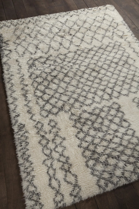 Chandra Jeri JER-44300 White and Grey rug, angled side view