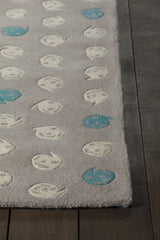 Chandra Jessica Swift JES-28900 Taupe and Cream and Teal rug, corner detail