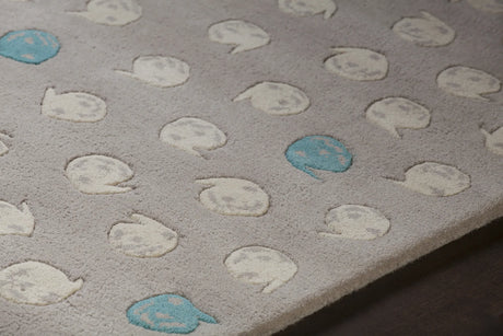 Chandra Jessica Swift JES-28900 Taupe and Cream and Teal rug, side detail view