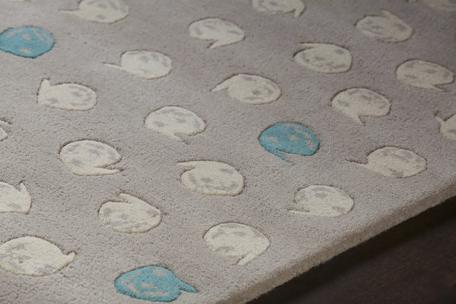 Chandra Jessica Swift JES-28900 Taupe and Cream and Teal rug, side detail view