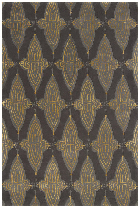 Chandra Jessica Swift JES-28901 Charcoal and Grey and Gold rug, flat view