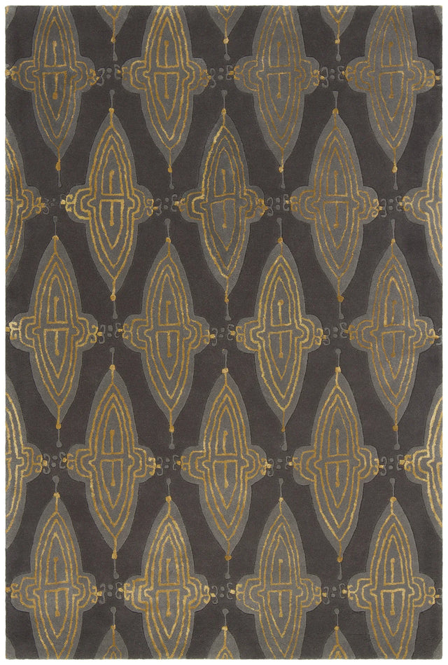 Chandra Jessica Swift JES-28901 Charcoal and Grey and Gold rug, flat view