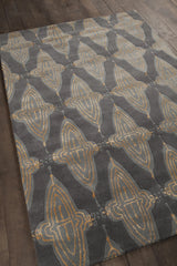 Chandra Jessica Swift JES-28901 Charcoal and Grey and Gold rug, angled side view