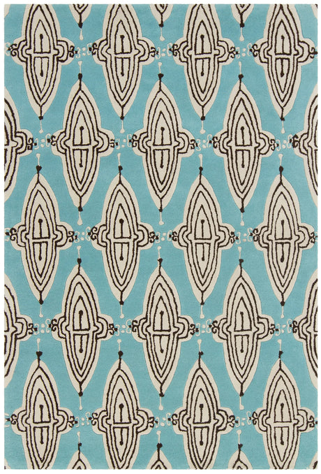 Chandra Jessica Swift JES-28902 Blue and White and Black rug, flat view