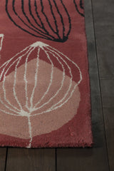 Chandra Jessica Swift JES-28904 Red and Pink and White and Black rug, corner detail