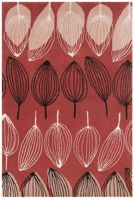 Chandra Jessica Swift JES-28904 Red and Pink and White and Black rug, flat view
