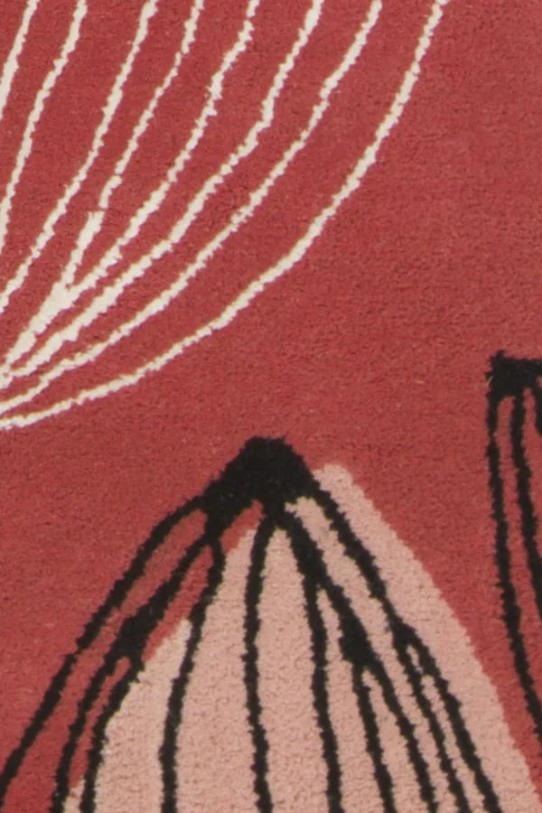 Chandra Jessica Swift JES-28904 Red and Pink and White and Black rug, texture close-up