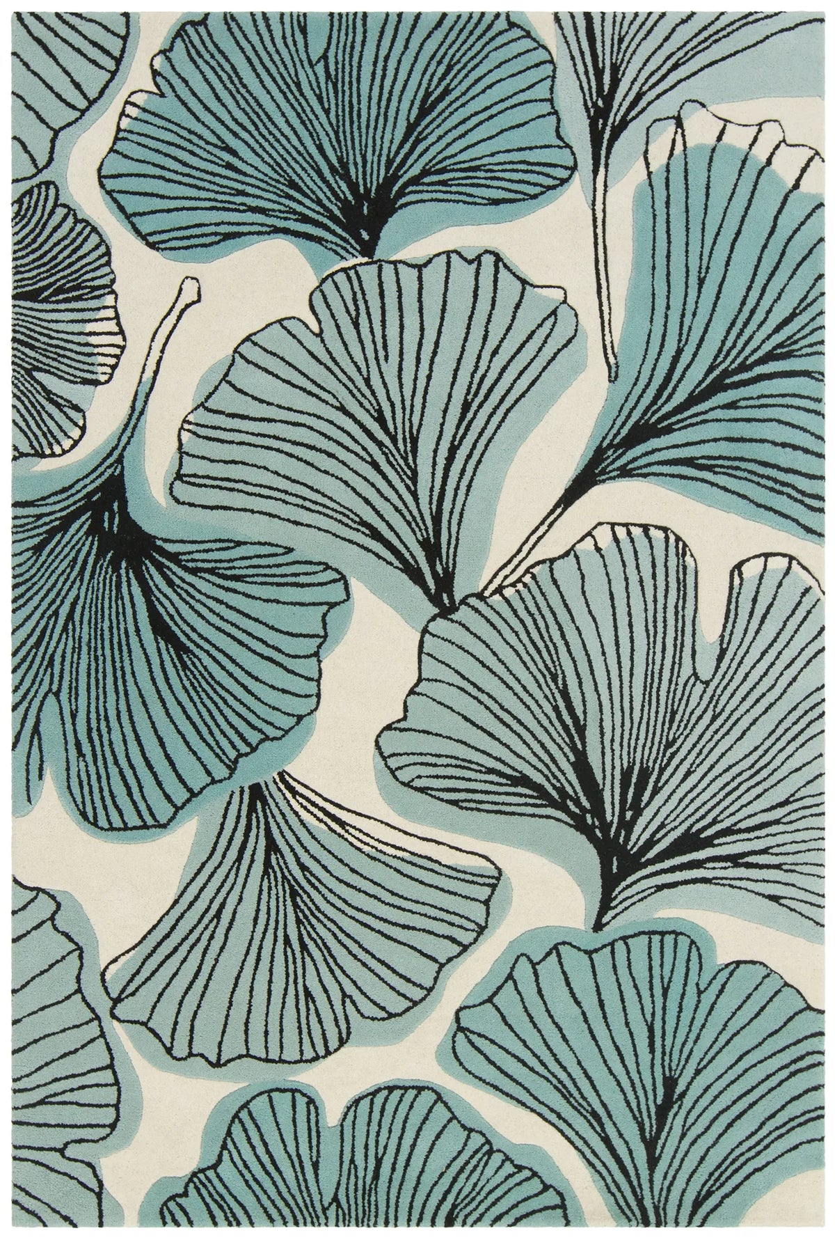 Chandra Jessica Swift JES-28905 White and Black and Teal rug, flat view