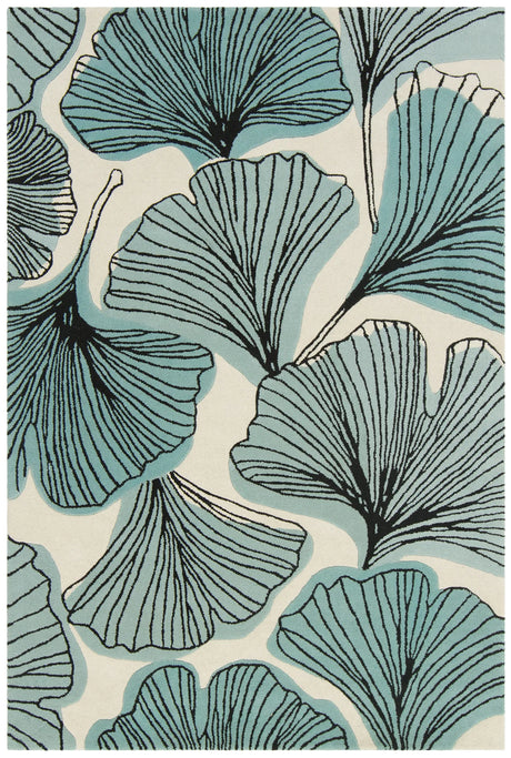 Chandra Jessica Swift JES-28905 White and Black and Teal rug, flat view