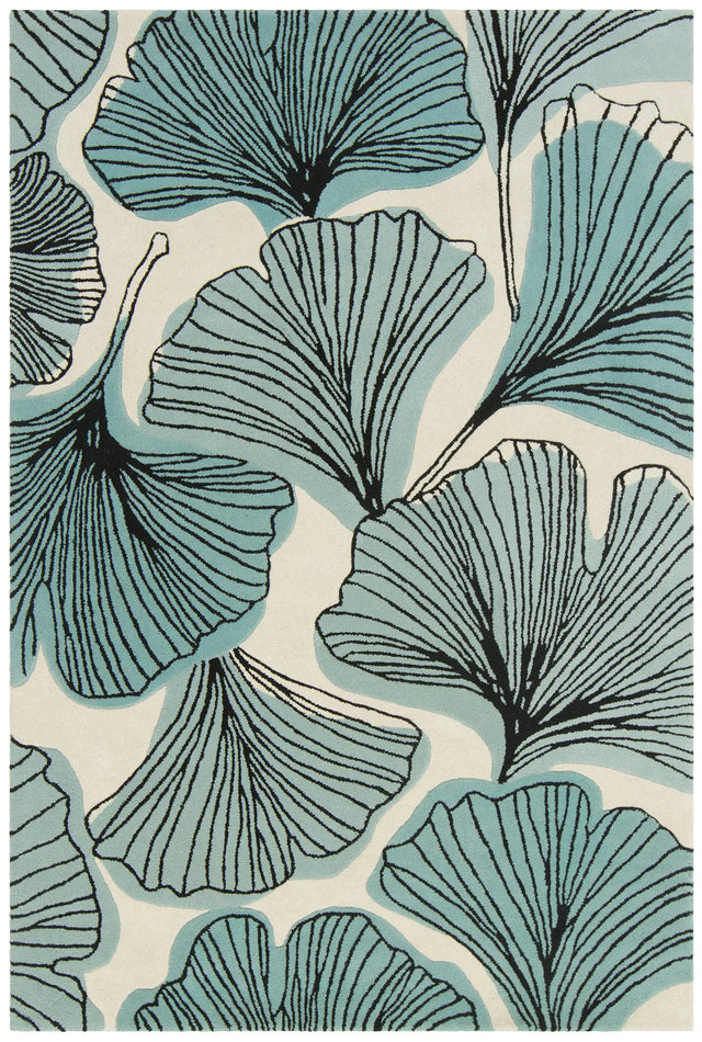 Chandra Jessica Swift JES-28905 White and Black and Teal rug, flat view