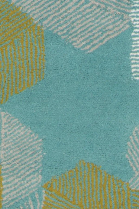 Chandra Jessica Swift JES-28906 Teal and White and Black and Pink and Gold rug, texture close-up
