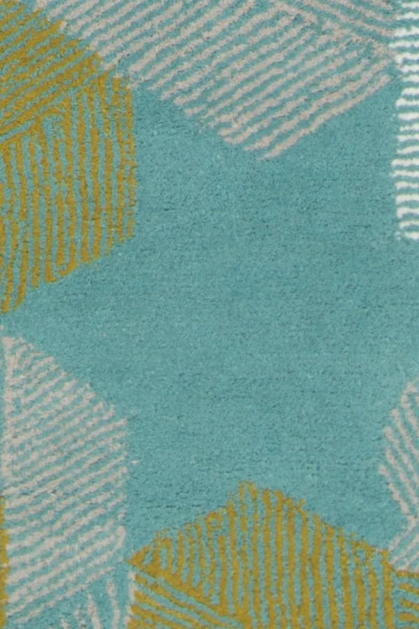 Chandra Jessica Swift JES-28906 Teal and White and Black and Pink and Gold rug, texture close-up
