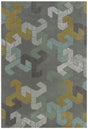 Chandra Jessica Swift JES-28907 Grey and White and Blue and Black and Gold rug, flat view