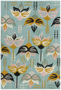 Chandra Jessica Swift JES-28911 Teal and Pink and Cream and Black and Grey and Yellow rug, flat view
