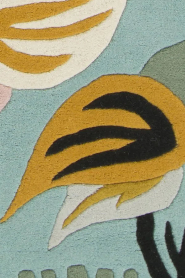 Chandra Jessica Swift JES-28911 Teal and Pink and Cream and Black and Grey and Yellow rug, texture close-up