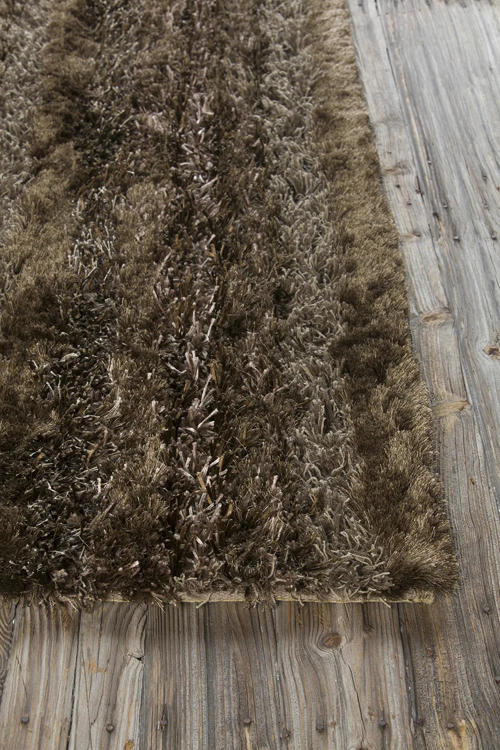 Chandra Kapaa KAP-15502 Brown and Tan and Taupe rug, corner detail
