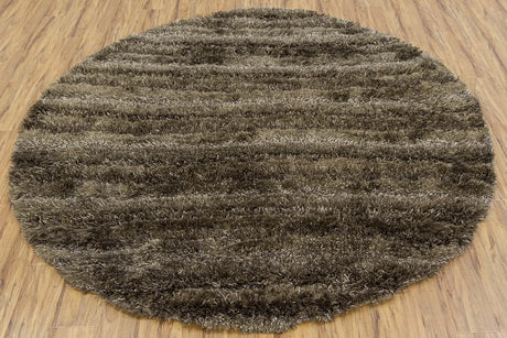 Chandra Kapaa KAP-15502 Brown and Tan and Taupe round rug, flat view