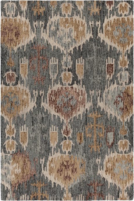 Chandra Kara KAR-49900 Grey and Blue and Brown and Beige rug, flat view