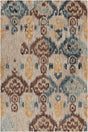 Chandra Kara KAR-49901 Blue and Brown and Beige and Orange rug, flat view