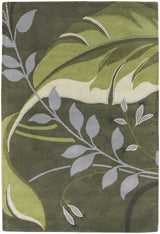 Chandra Kronos KRO-6302 Green and Cream and Grey rug, flat view