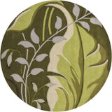Chandra Kronos KRO-6302 Green and Cream and Grey round rug, flat view