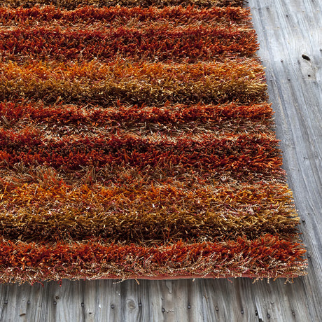 Chandra Kubu KUB-16500 Red and Orange and Brown rug, corner detail