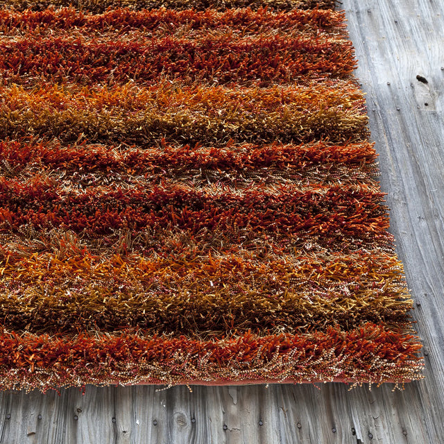 Chandra Kubu KUB-16500 Red and Orange and Brown rug, corner detail