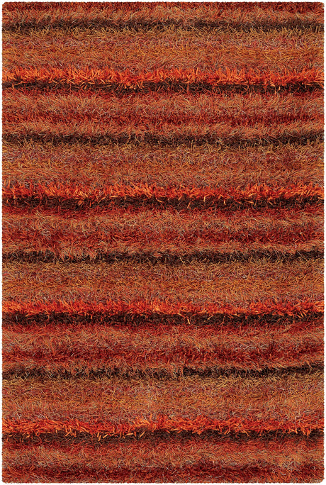 Chandra Kubu KUB-16500 Red and Orange and Brown rug, flat view