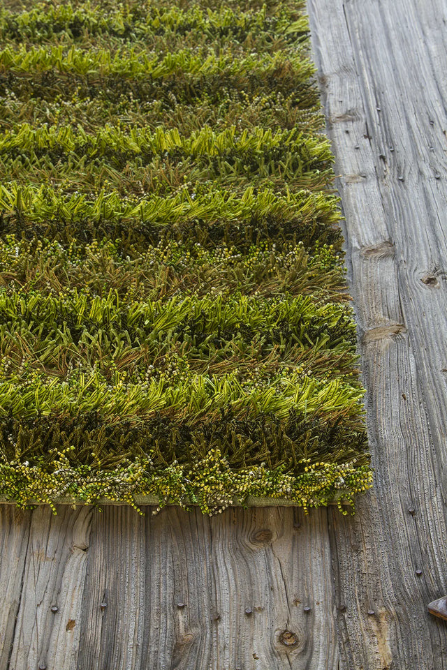 Chandra Kubu KUB-16501 Green and Brown rug, corner detail