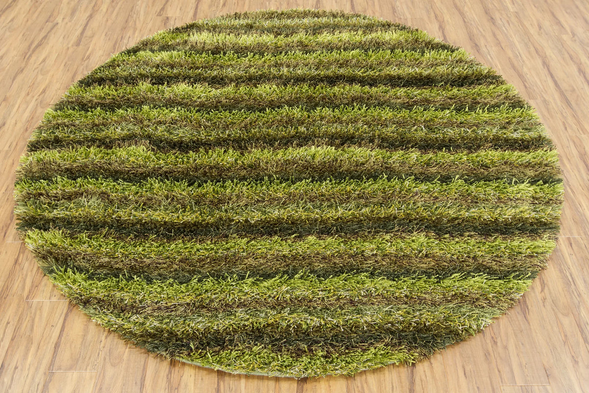 Chandra Kubu KUB-16501 Green and Brown round rug, flat view