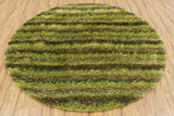 Chandra Kubu KUB-16501 Green and Brown round rug, flat view