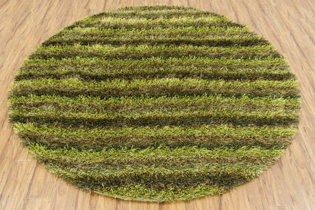 Chandra Kubu KUB-16501 Green and Brown round rug, flat view