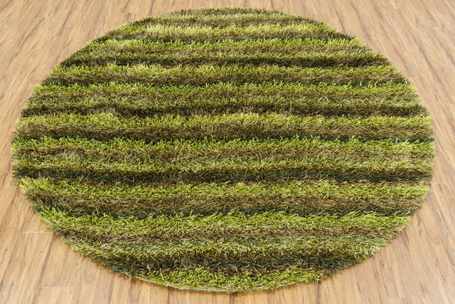 Chandra Kubu KUB-16501 Green and Brown round rug, flat view
