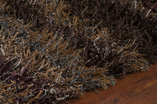 Chandra Kubu KUB-16502 Brown and Grey and Tan rug, side detail view