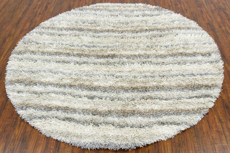 Chandra Kubu KUB-16503 Ivory and Beige and Tan and Grey round rug, flat view
