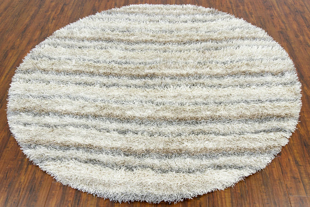 Chandra Kubu KUB-16503 Ivory and Beige and Tan and Grey round rug, flat view