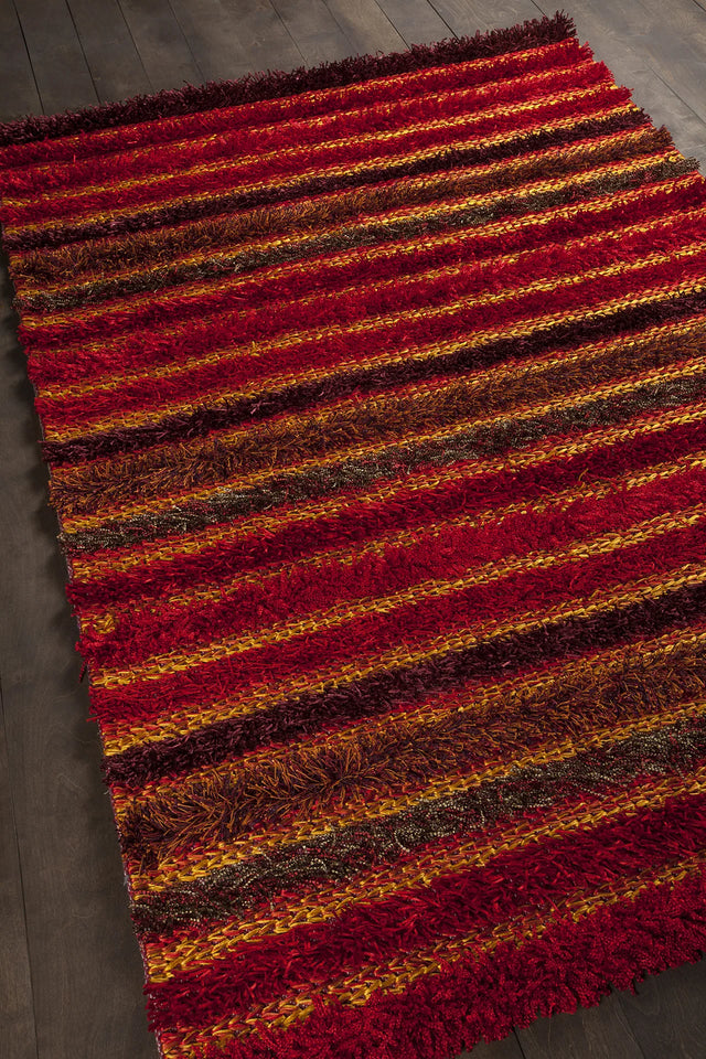 Chandra Lavasa LAV-21400 Red and Orange rug, angled side view