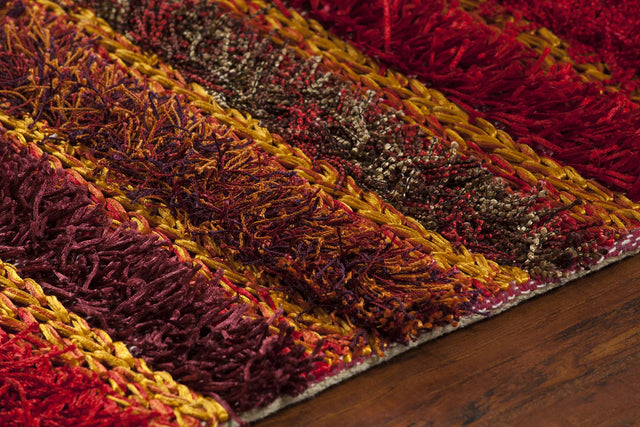 Chandra Lavasa LAV-21400 Red and Orange rug, side detail view