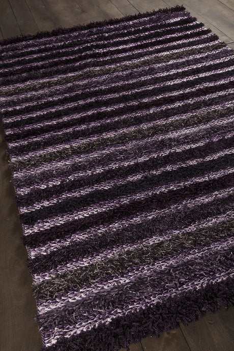 Chandra Lavasa LAV-21401 Purple and Grey rug, angled side view