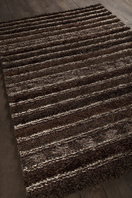 Chandra Lavasa LAV-21402 Brown and Taupe and Tan rug, angled side view
