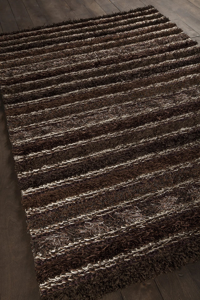Chandra Lavasa LAV-21402 Brown and Taupe and Tan rug, angled side view