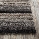 Chandra Lavasa LAV-21403 Grey and Tan and Black rug, corner detail