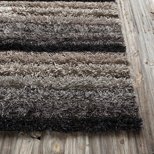 Chandra Lavasa LAV-21403 Grey and Tan and Black rug, corner detail