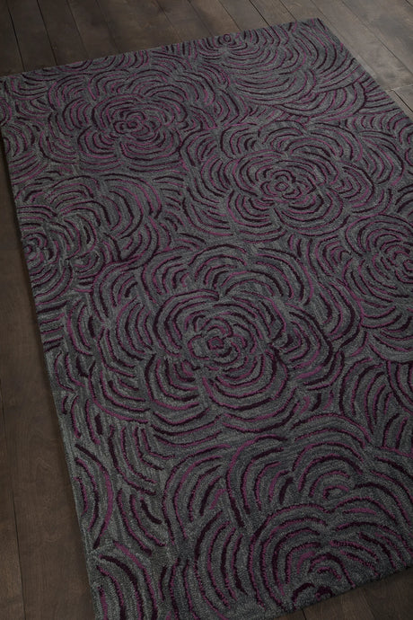 Chandra Leia LEI-42200 Plum and Grey rug, angled side view