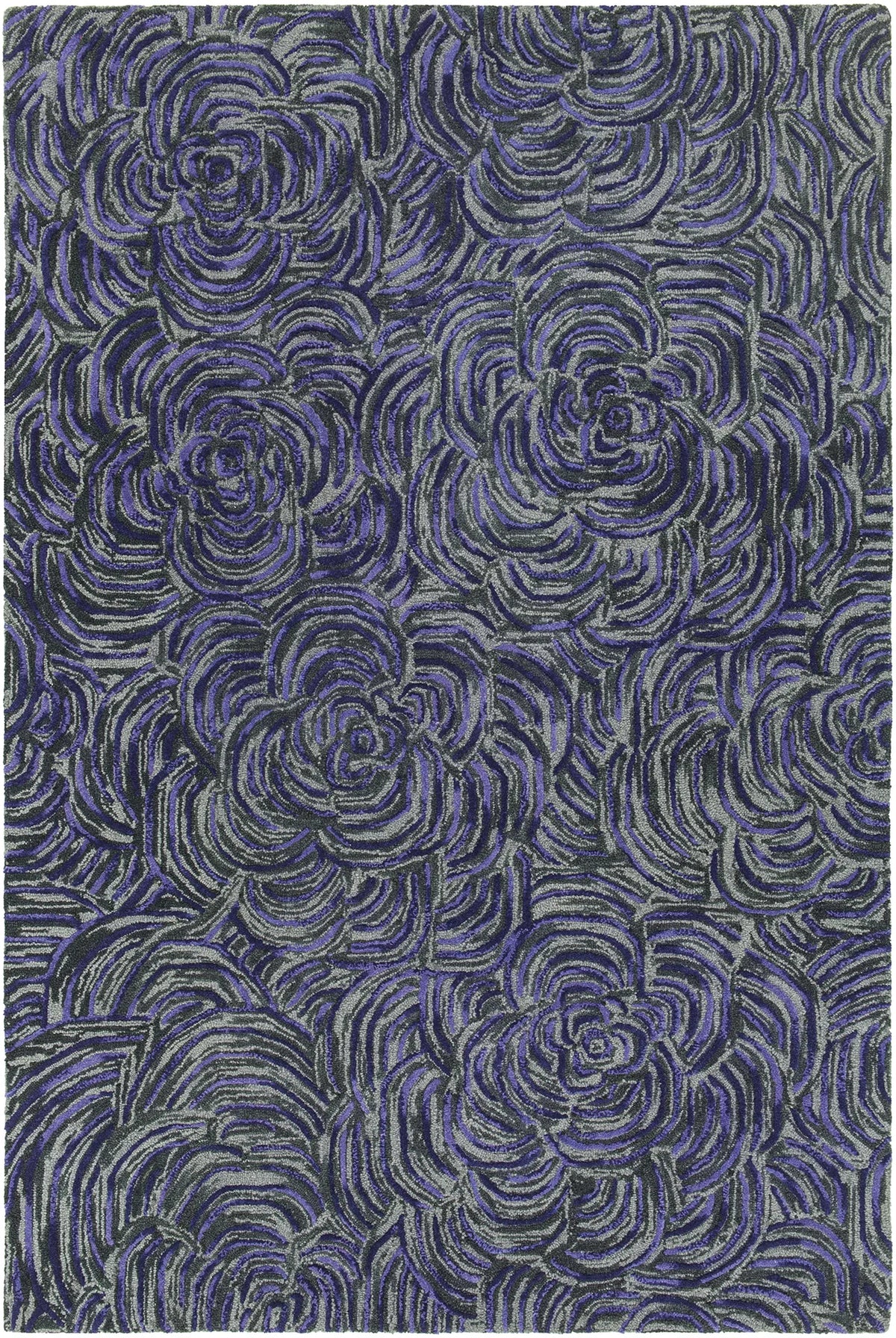 Chandra Leia LEI-42201 Lavender and Grey rug, flat view