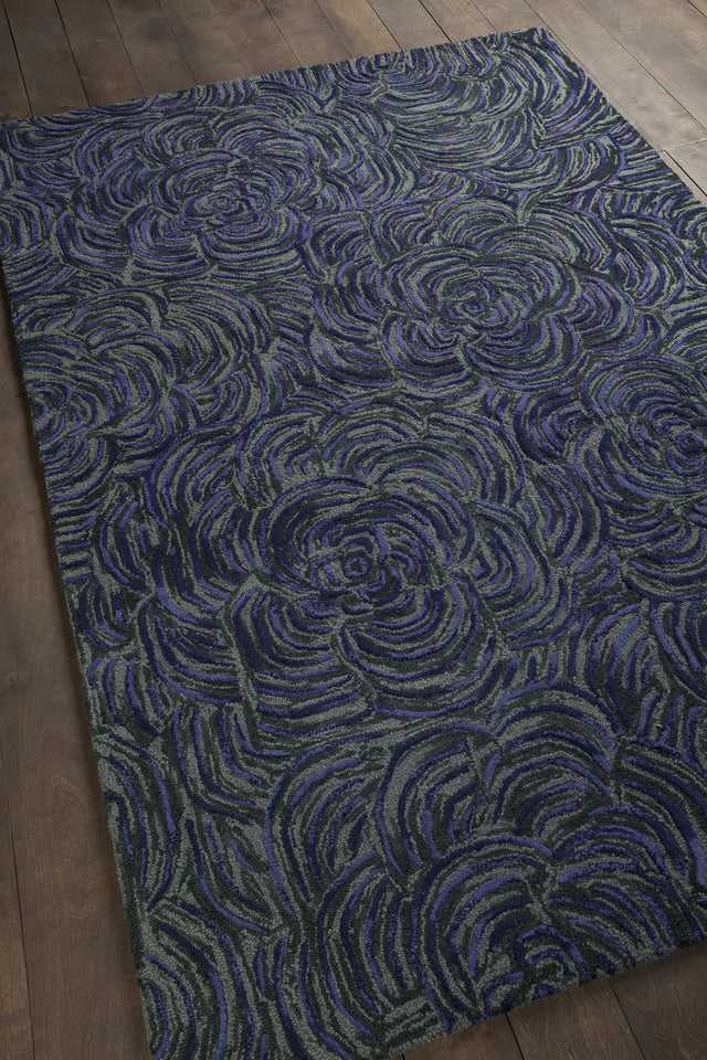 Chandra Leia LEI-42201 Lavender and Grey rug, angled side view