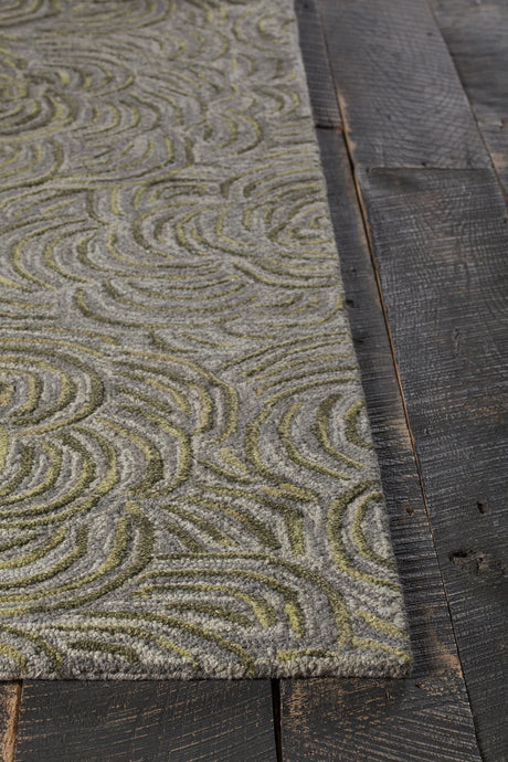 Chandra Leia LEI-42202 Green and Grey rug, corner detail