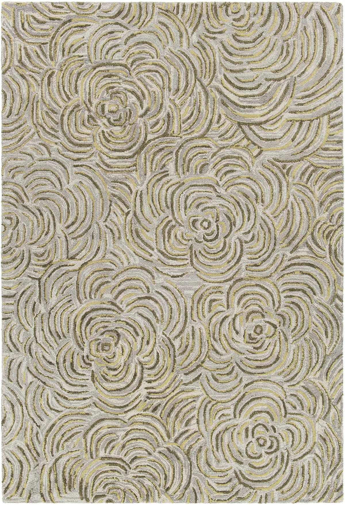 Chandra Leia LEI-42202 Green and Grey rug, flat view