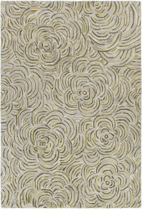 Chandra Leia LEI-42202 Green and Grey rug, flat view