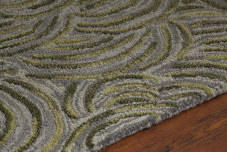 Chandra Leia LEI-42202 Green and Grey rug, side detail view